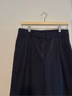 YMC You Must Create Women's Navy Pleated Wide-Leg Market Trousers Pants